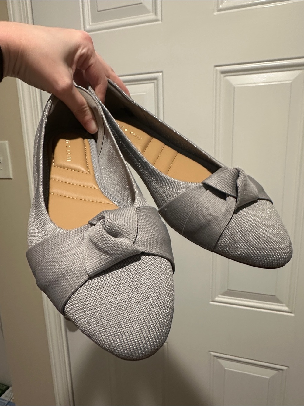 Kelly & Katie Light Silver Knot-Front Pointed Flats